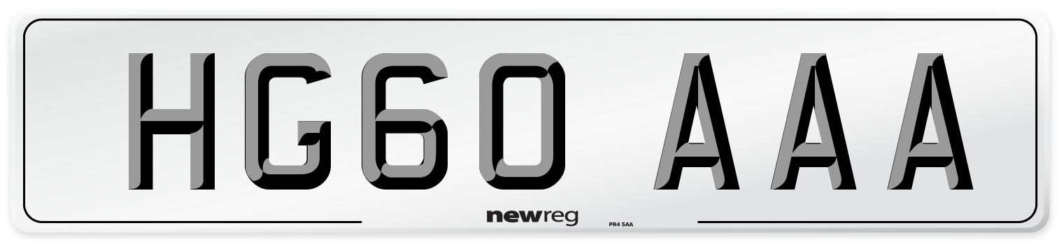 HG60 AAA Number Plate from New Reg
